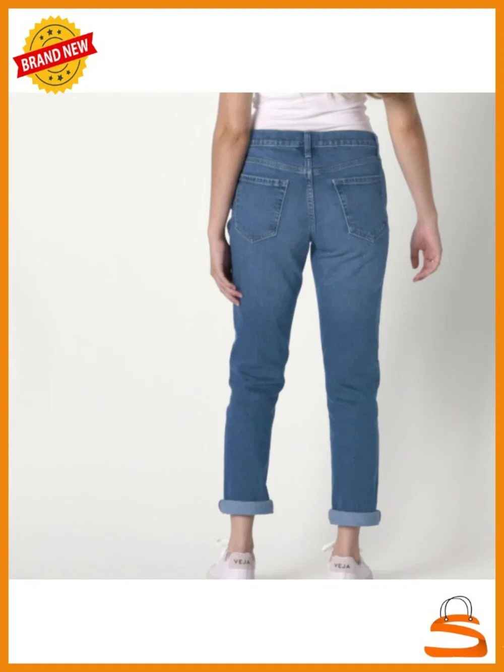 Women's Low Stretch Mid-Rise Boyfriend Crop Jeans